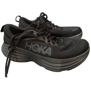 Hoka Bondi 8 Womens 9.5B Black Road Running Shoes BBLC Max Cushion